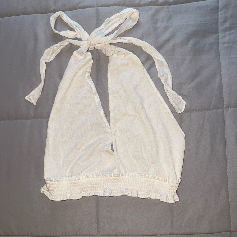 Fashion Nova White Ruffle Halter Top Size XL